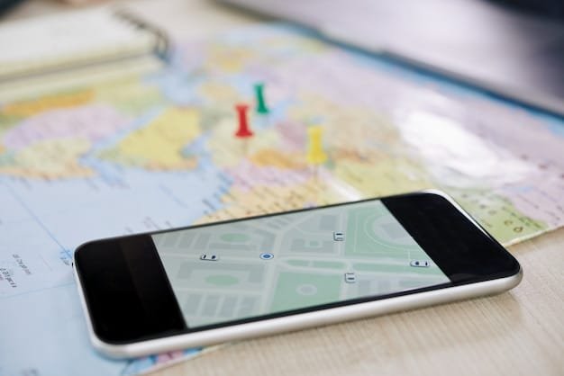 Close-up of a smartphone showing a maps application used to find local businesses